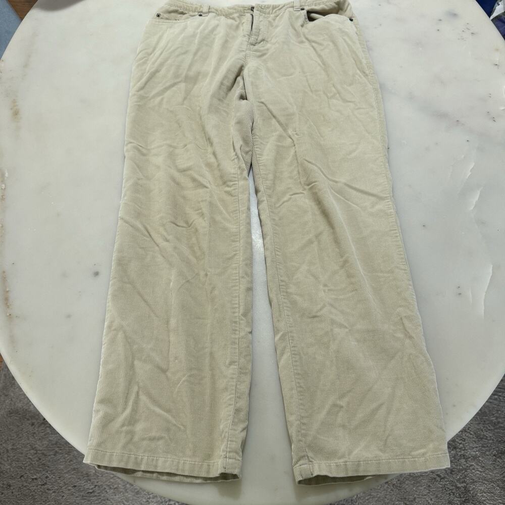 Kate Hill 100% Cotton Corduroy Pants Womens 10P Pockets Stretch Preppy Beige